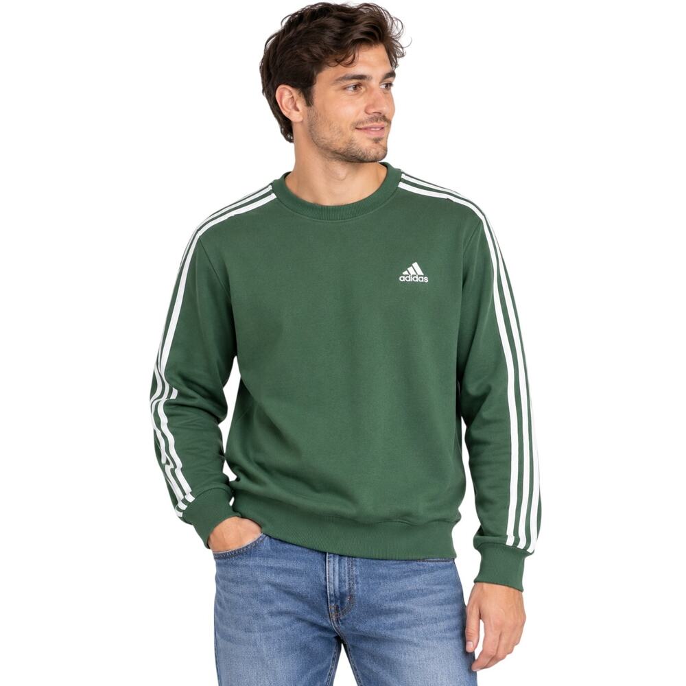 Adidas Green 3-Stripes Crewneck Sweatshirt Unisex Size M